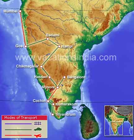 Cochin Bangalore map