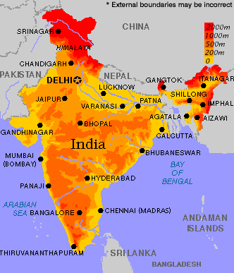map of India and its major cities