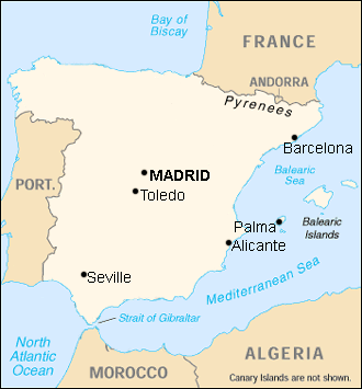 map of Spain with Madrid in it