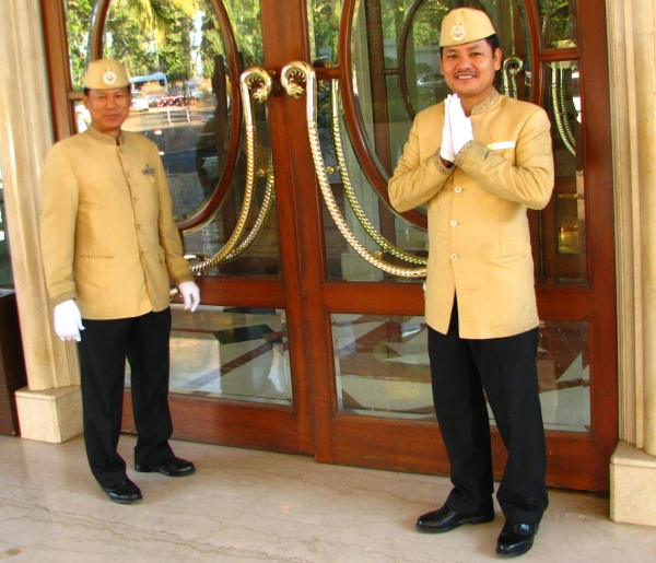 hotel porters at the Leela Hotel in Mumbai, India (Bombay)