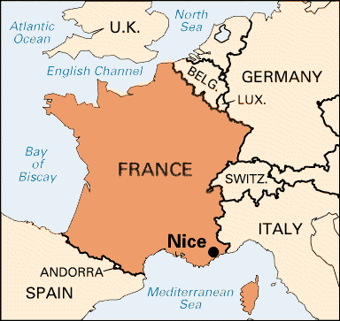 map of France and Nice